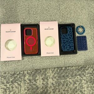 Velvet Caviar-Neon Pink and Blue Leopard IPhone 14 Pro MagSafe phone Case Set